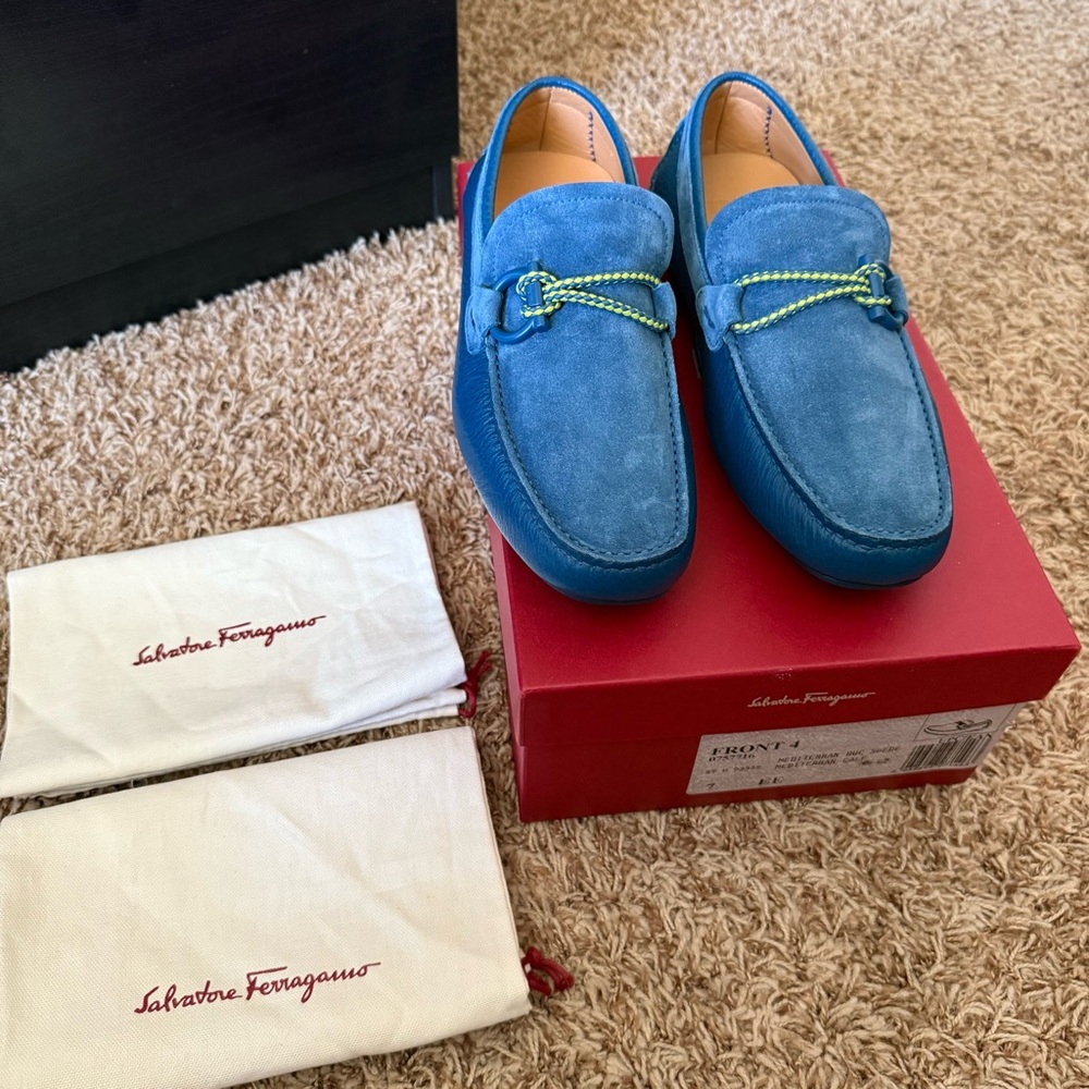 Salvatore Ferragamo Men’s Front 4 Leather & Suede Driving Loafers